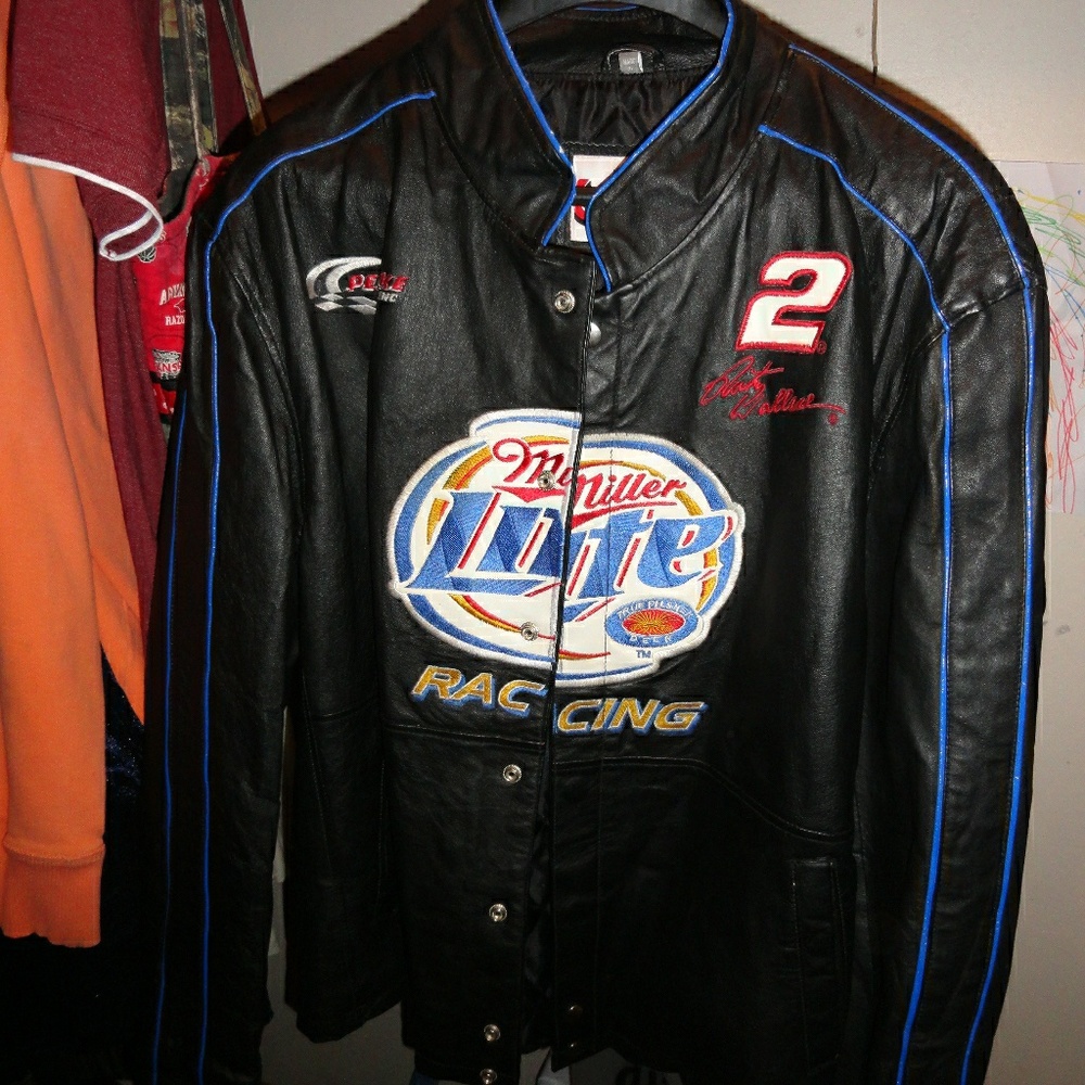 Mens XL Rusty Wallace Last Call Leather Jacket